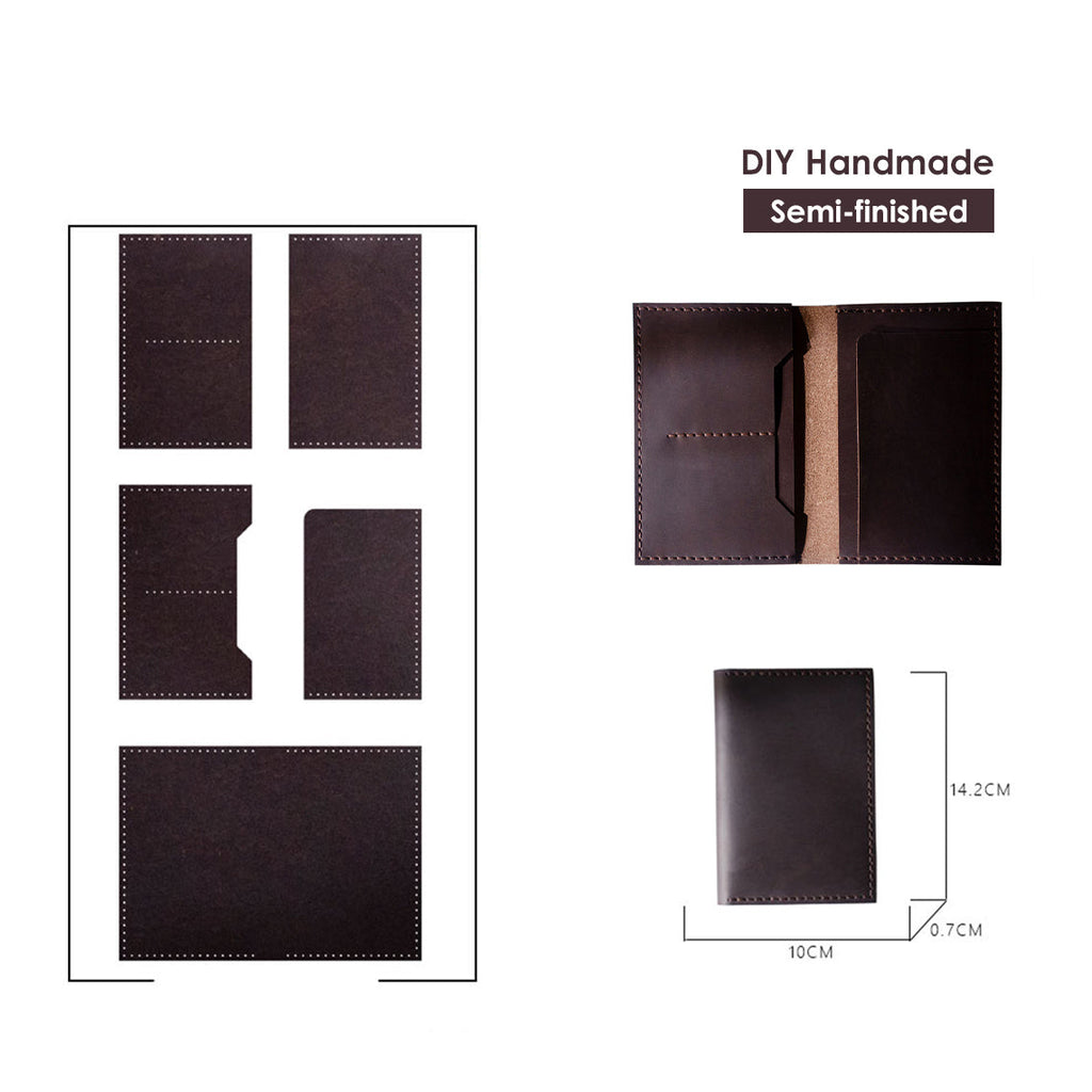 CUCUBIRD CUCUBIRD Crazy Horse Leather Passport Travel Wallet DIY Kits Dark Brown 
