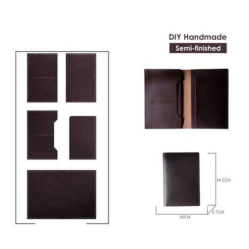 CUCUBIRD CUCUBIRD Crazy Horse Leather Passport Travel Wallet DIY Kits Dark Brown 