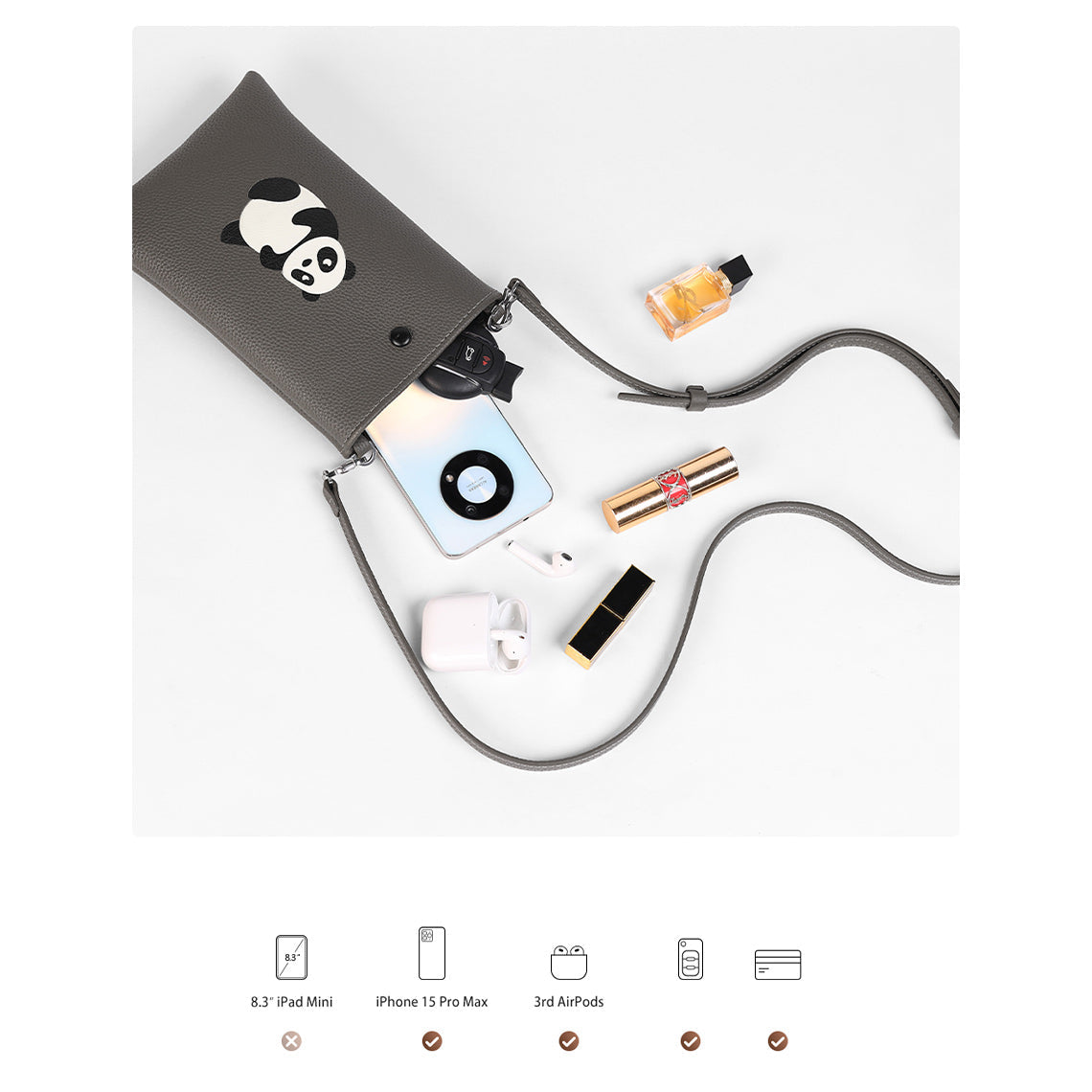 CUCUBIRD CUCUBIRD Top Grain Leather Panda Crossbody Bag DIY Kits  