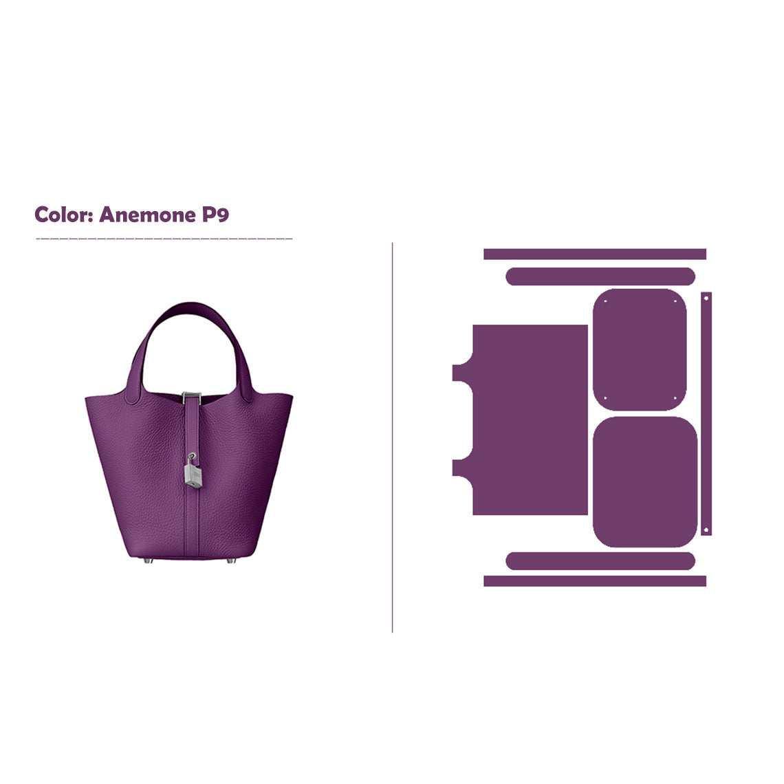 CUCUBIRD CUCUBIRD Full Grain Leather New Lock Tote Bag - Advanced Kits 22 cm / Anemone P9 
