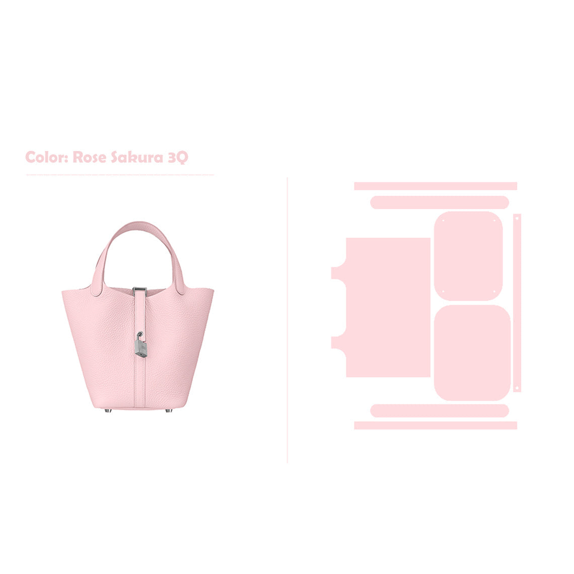 CUCUBIRD CUCUBIRD Full Grain Leather New Lock Tote Bag - Advanced Kits 22 cm / Rose Sakura 3Q 