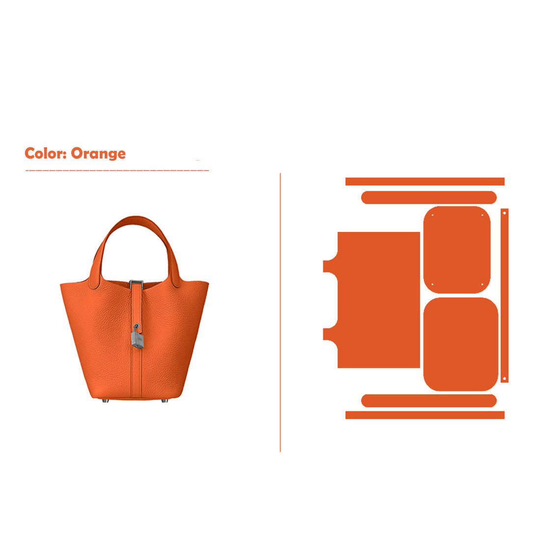 CUCUBIRD CUCUBIRD Full Grain Leather New Lock Tote Bag - Advanced Kits 22 cm / Orange 