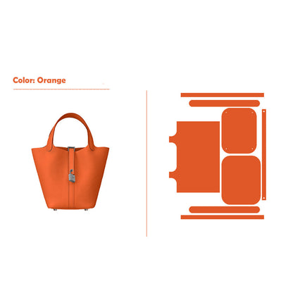 CUCUBIRD POPSEWING® Full Grain Leather New Lock Tote Bag - Advanced Kits 22 cm / Orange 