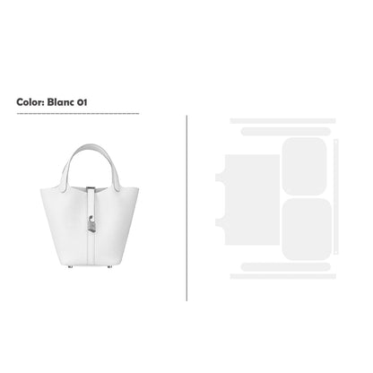 CUCUBIRD POPSEWING® Full Grain Leather New Lock Tote Bag - Advanced Kits 22 cm / Blanc 01 
