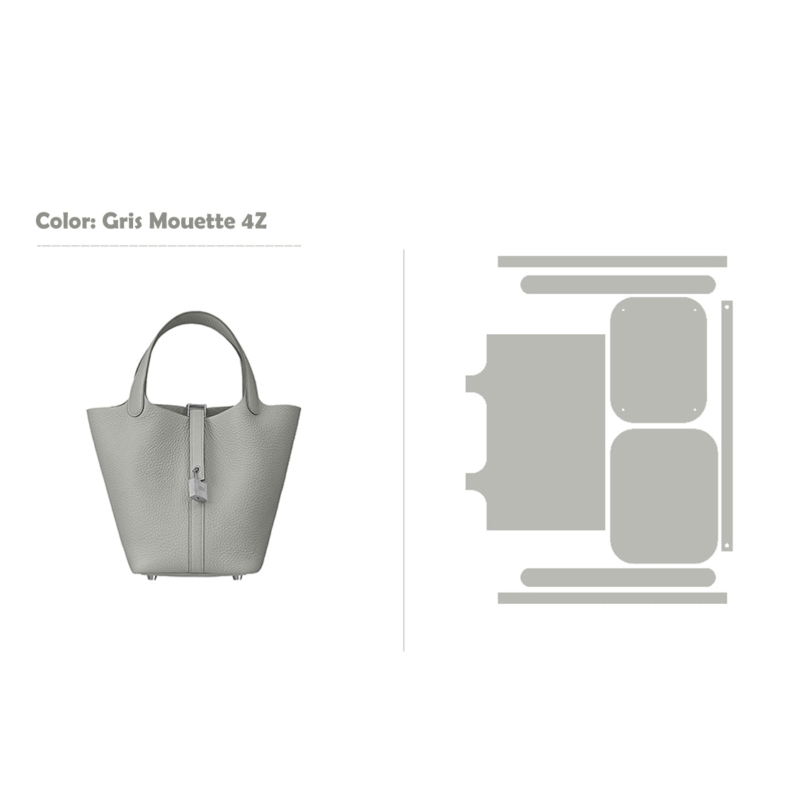 CUCUBIRD POPSEWING® Full Grain Leather New Lock Tote Bag - Advanced Kits 22 cm / Gris Mouette 4Z 