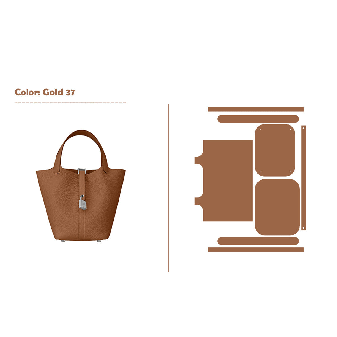 CUCUBIRD CUCUBIRD Full Grain Leather New Lock Tote Bag - Advanced Kits 22 cm / Gold 37 