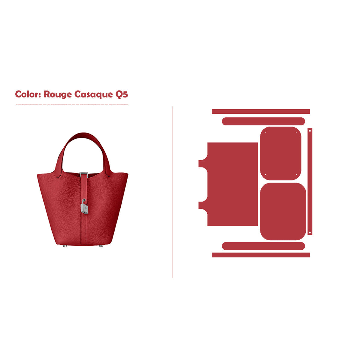 CUCUBIRD CUCUBIRD Full Grain Leather New Lock Tote Bag - Advanced Kits 22 cm / Rouge Casaque Q5 