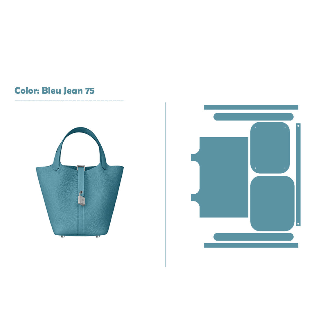 CUCUBIRD POPSEWING® Full Grain Leather New Lock Tote Bag - Advanced Kits 22 cm / Bleu Jean 75 