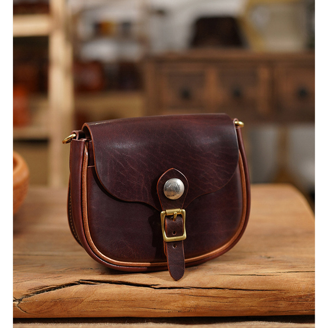 CUCUBIRD CUCUBIRD Vegetable Tanned Leather Retro Saddle Bag DIY Kit Coffee Brown 