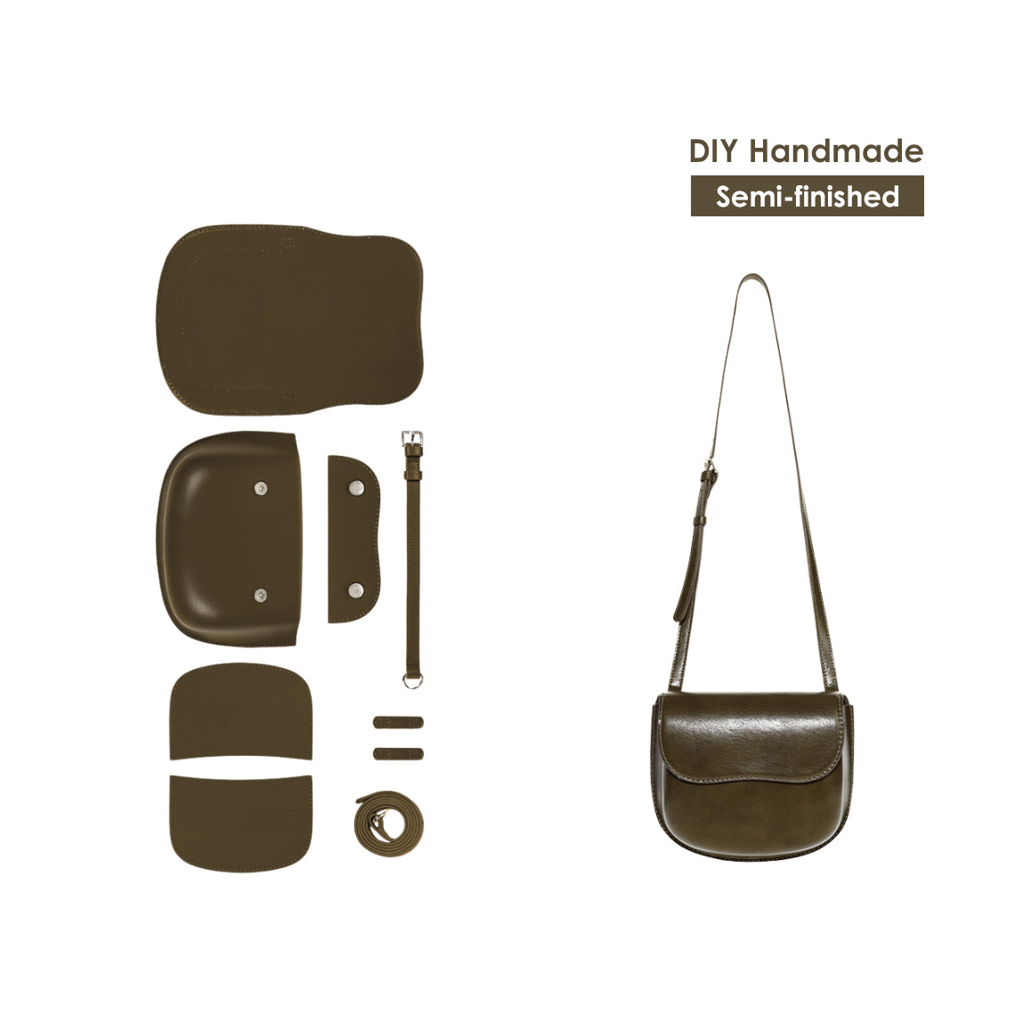 CUCUBIRD CUCUBIRD Leather Moon Saddle Bag DIY Kits Pine Green 