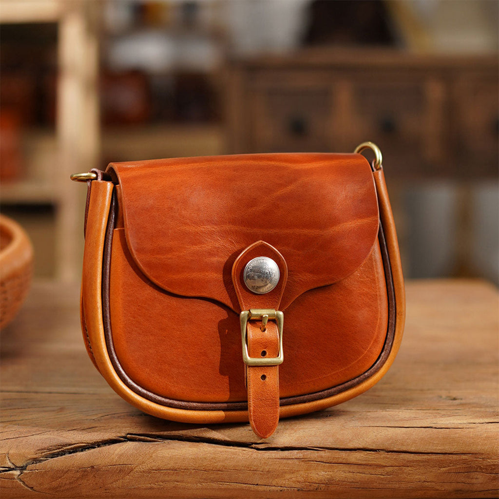 CUCUBIRD CUCUBIRD Vegetable Tanned Leather Retro Saddle Bag DIY Kit Sunset Brown 