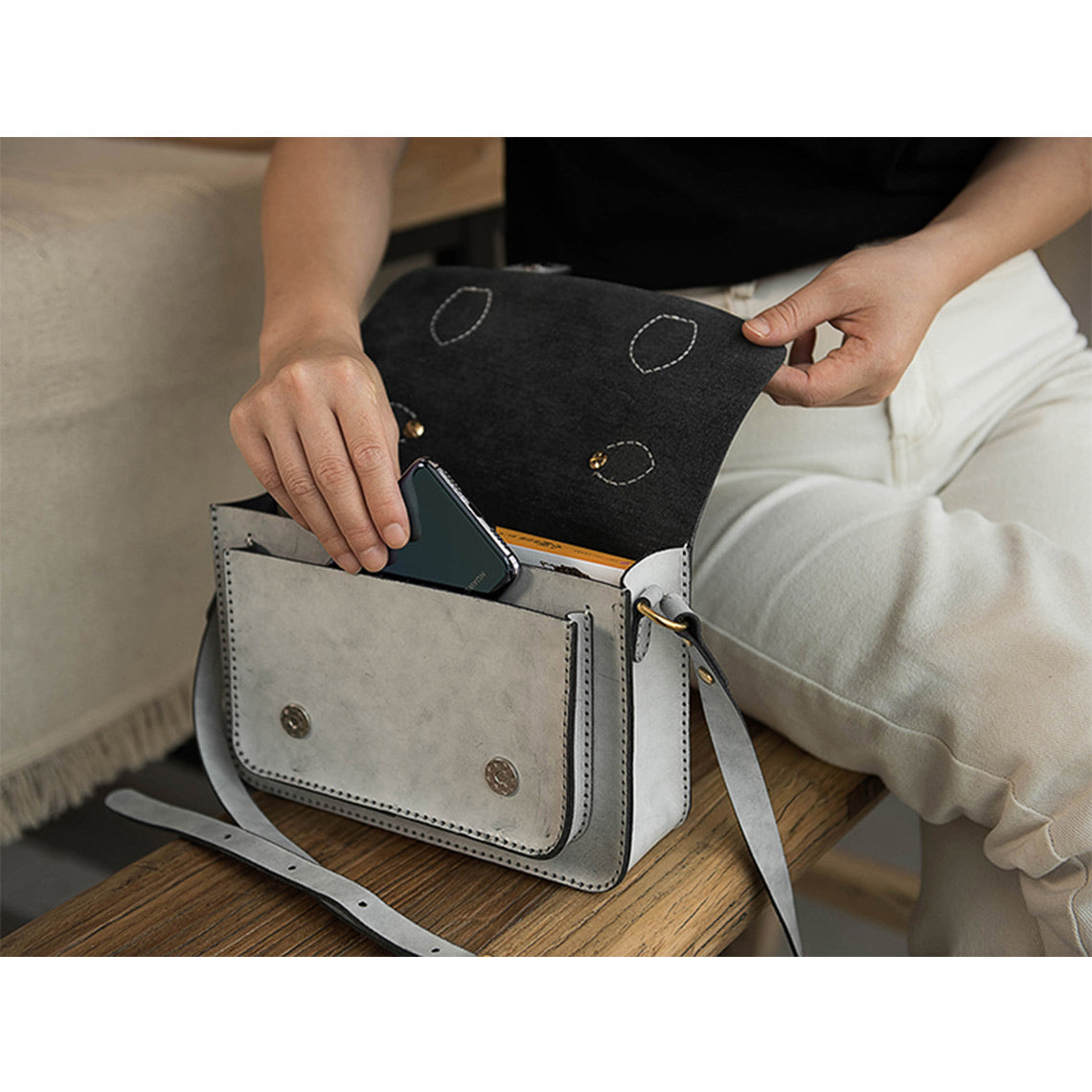 CUCUBIRD POPSEWING® Vegetable Tanned Leather Satchel Crossbody Bag DIY Kits  