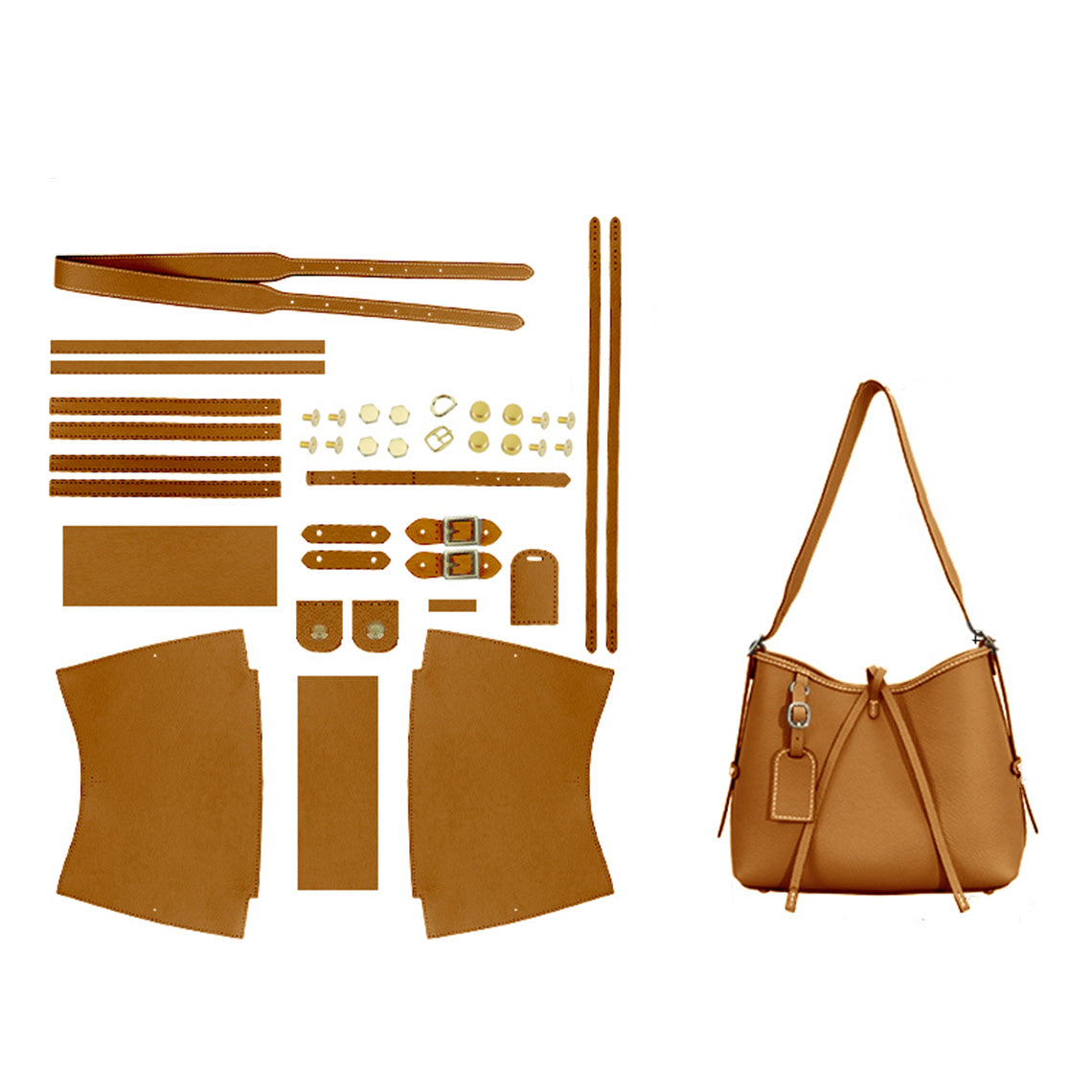 CUCUBIRD POPSEWING® Top Grain Leather Inspired Carry Shoulder Bag DIY Kit  