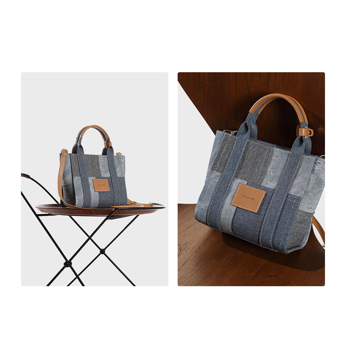 CUCUBIRD CUCUBIRD Leather Contrast Denim Handbag DIY Kits  