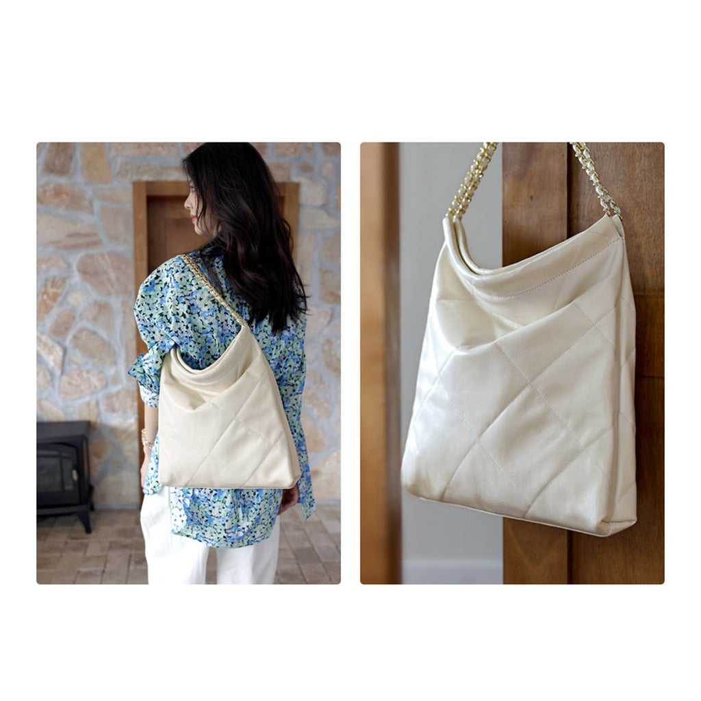 CUCUBIRD POPSEWING® Top Grain Leather Quilted Chain Tote Bag DIY Kit  