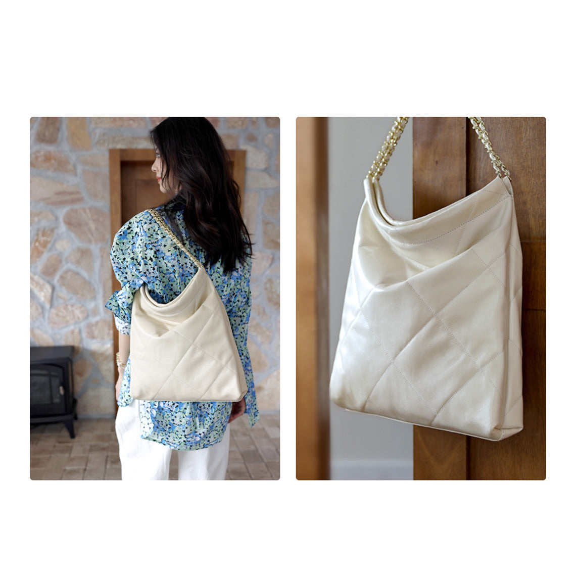 CUCUBIRD POPSEWING® Top Grain Leather Quilted Chain Tote Bag DIY Kit  
