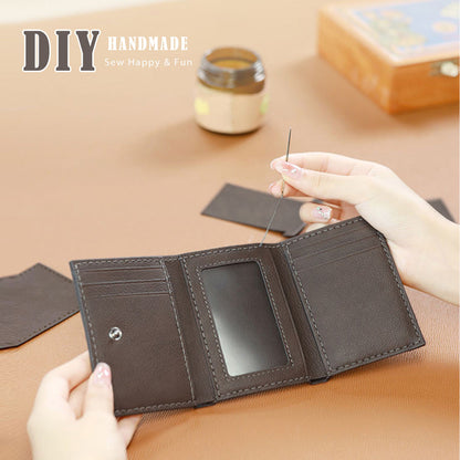 CUCUBIRD Top Grain Leather Buckle Trifold Wallet DIY Kits