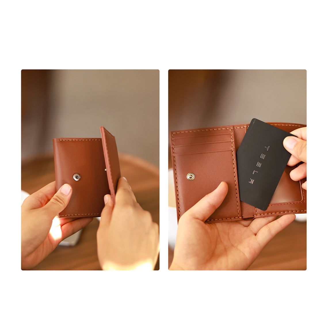 CUCUBIRD Top Grain Leather Buckle Trifold Wallet DIY Kits