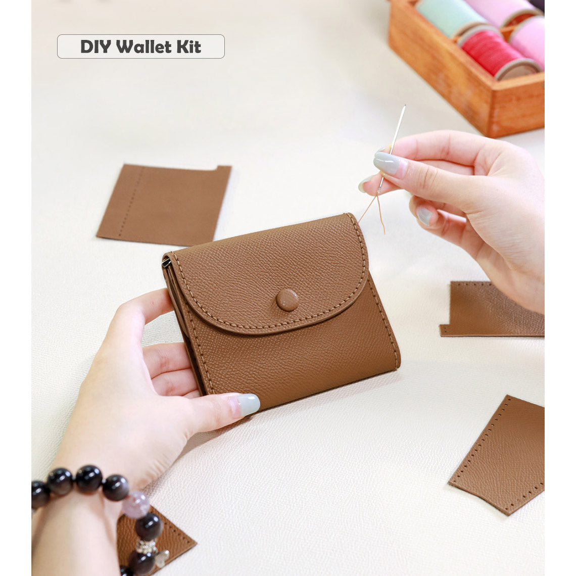 CUCUBIRD POPSEWING® Top Grain Leather Compact Coin Purse DIY Kits  