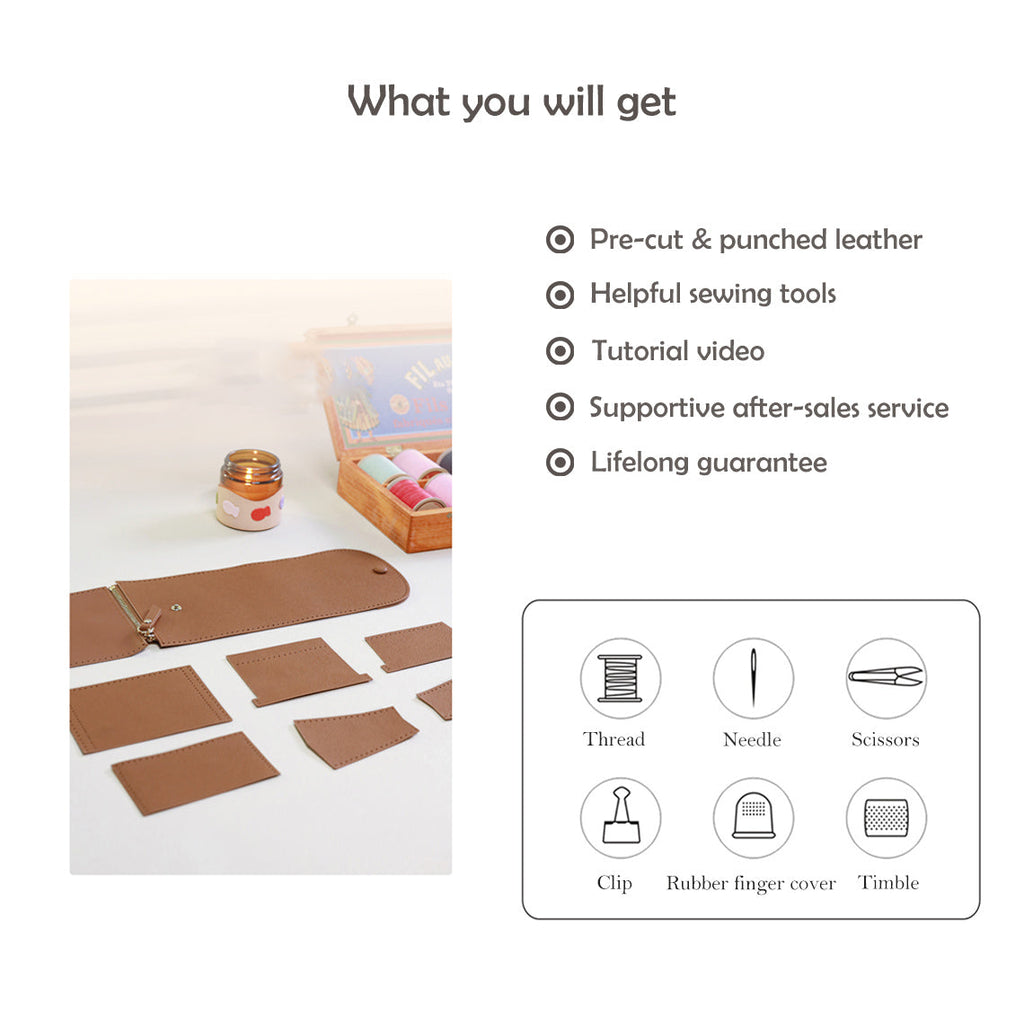 CUCUBIRD POPSEWING® Top Grain Leather Compact Coin Purse DIY Kits  