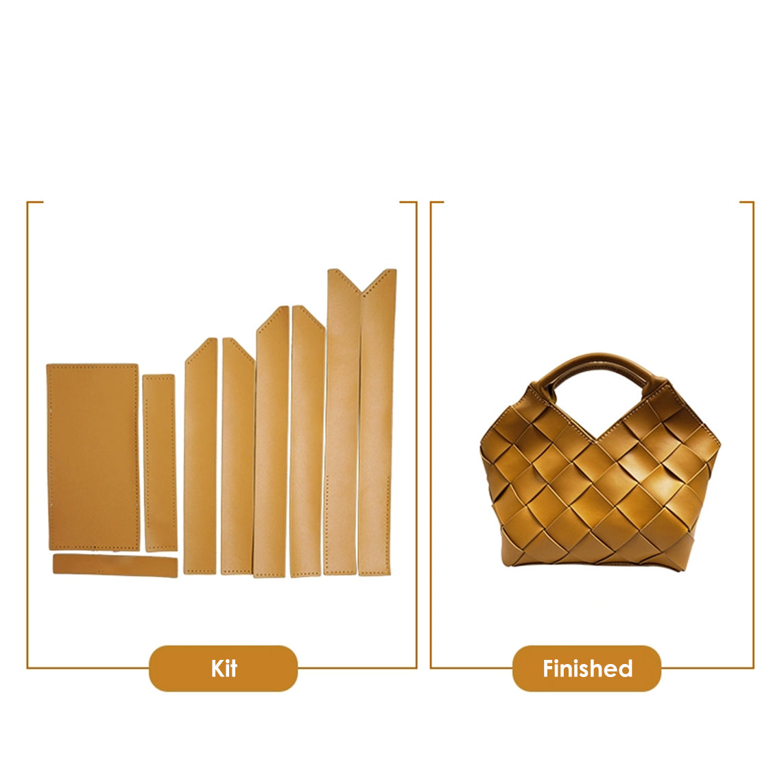 CUCUBIRD POPSEWING® Vegan Leather Woven Handbag DIY Kit Khaki Brown - Cow Leather 