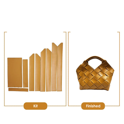 CUCUBIRD POPSEWING® Vegan Leather Woven Handbag DIY Kit Khaki Brown - Cow Leather 