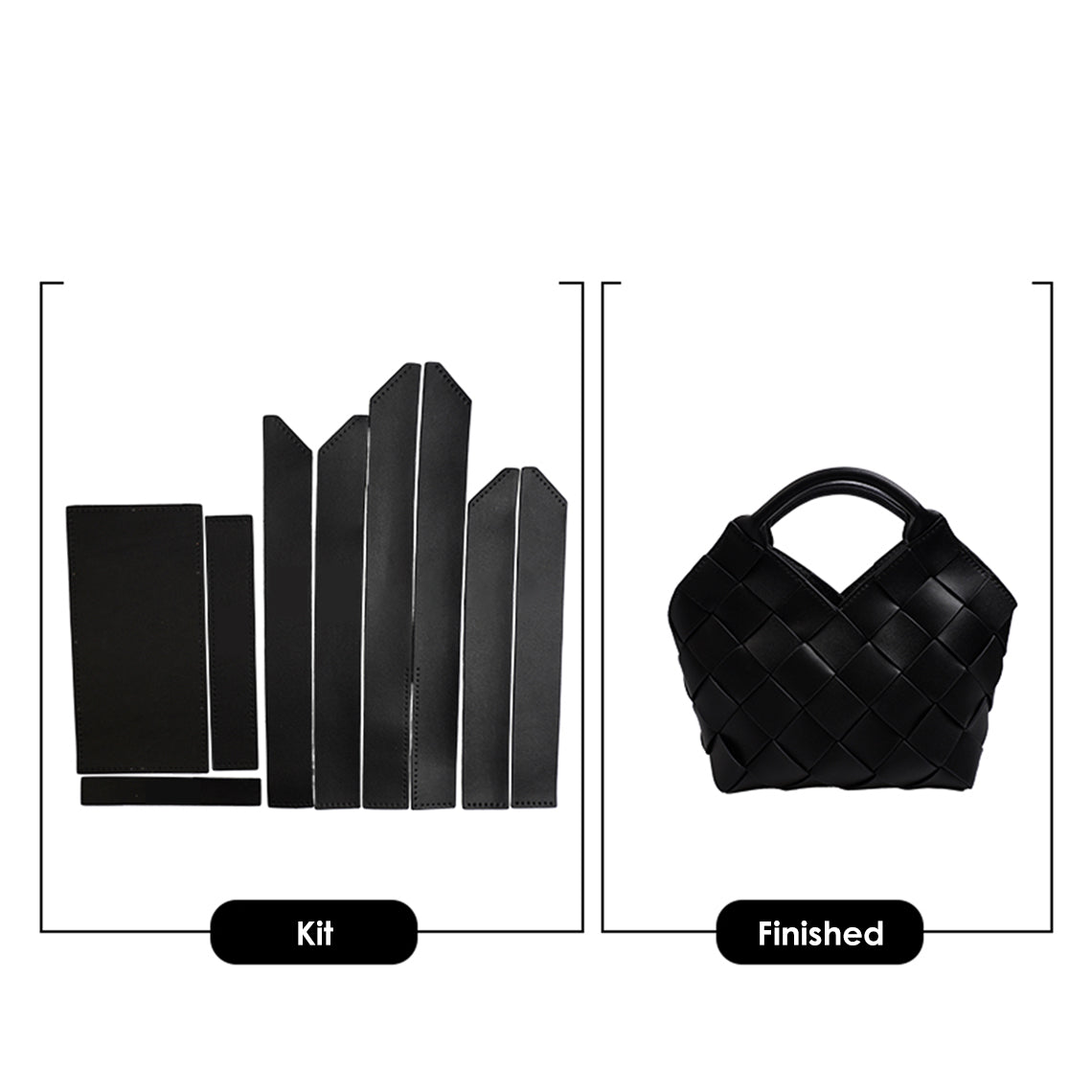 CUCUBIRD POPSEWING® Vegan Leather Woven Handbag DIY Kit Black - Cow Leather 