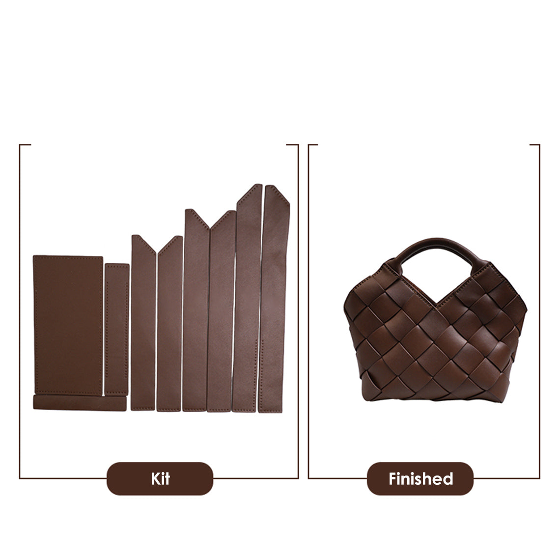 CUCUBIRD POPSEWING® Vegan Leather Woven Handbag DIY Kit Dark Brown - Cow Leather 