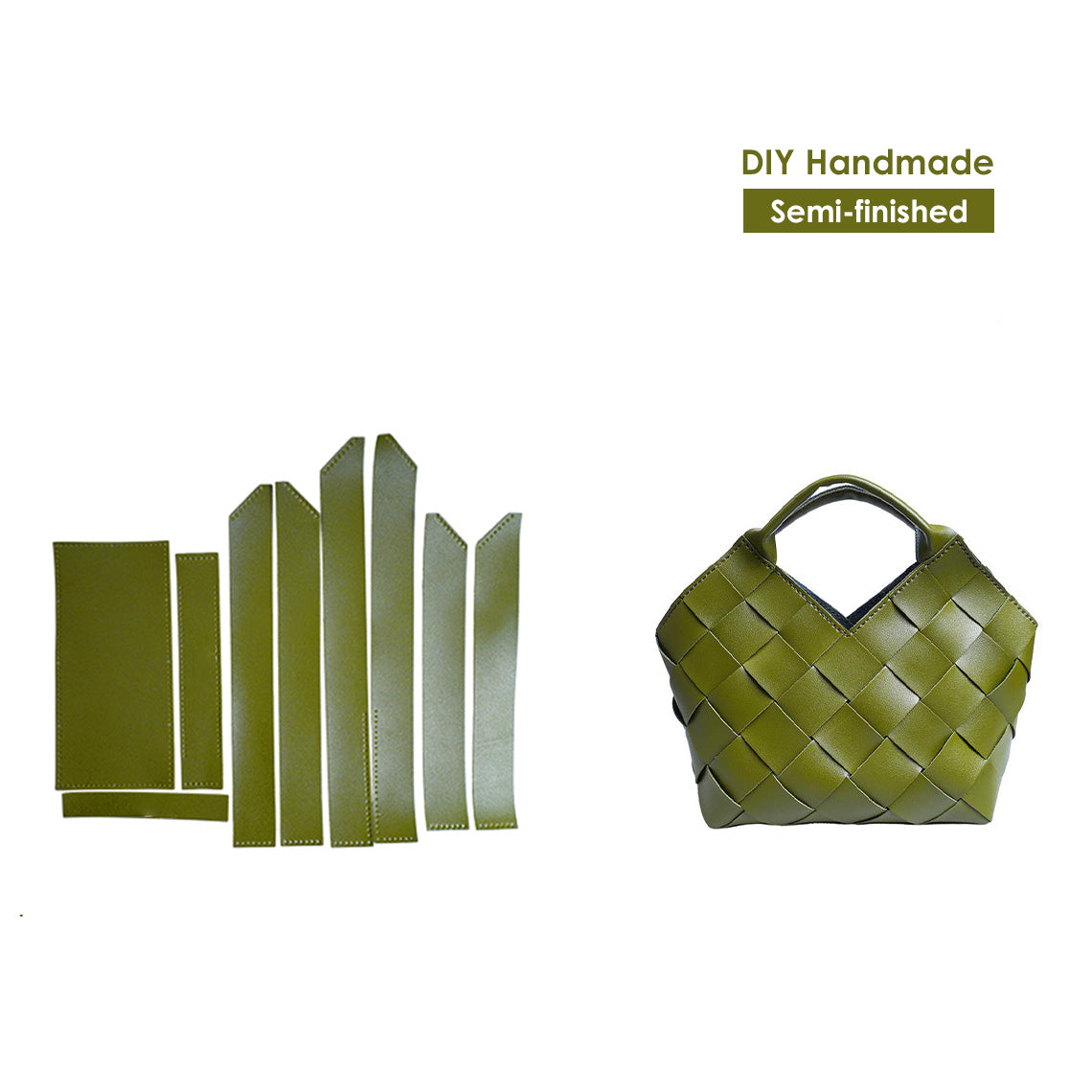 CUCUBIRD POPSEWING® Vegan Leather Woven Handbag DIY Kit Green - Vegan Leather 