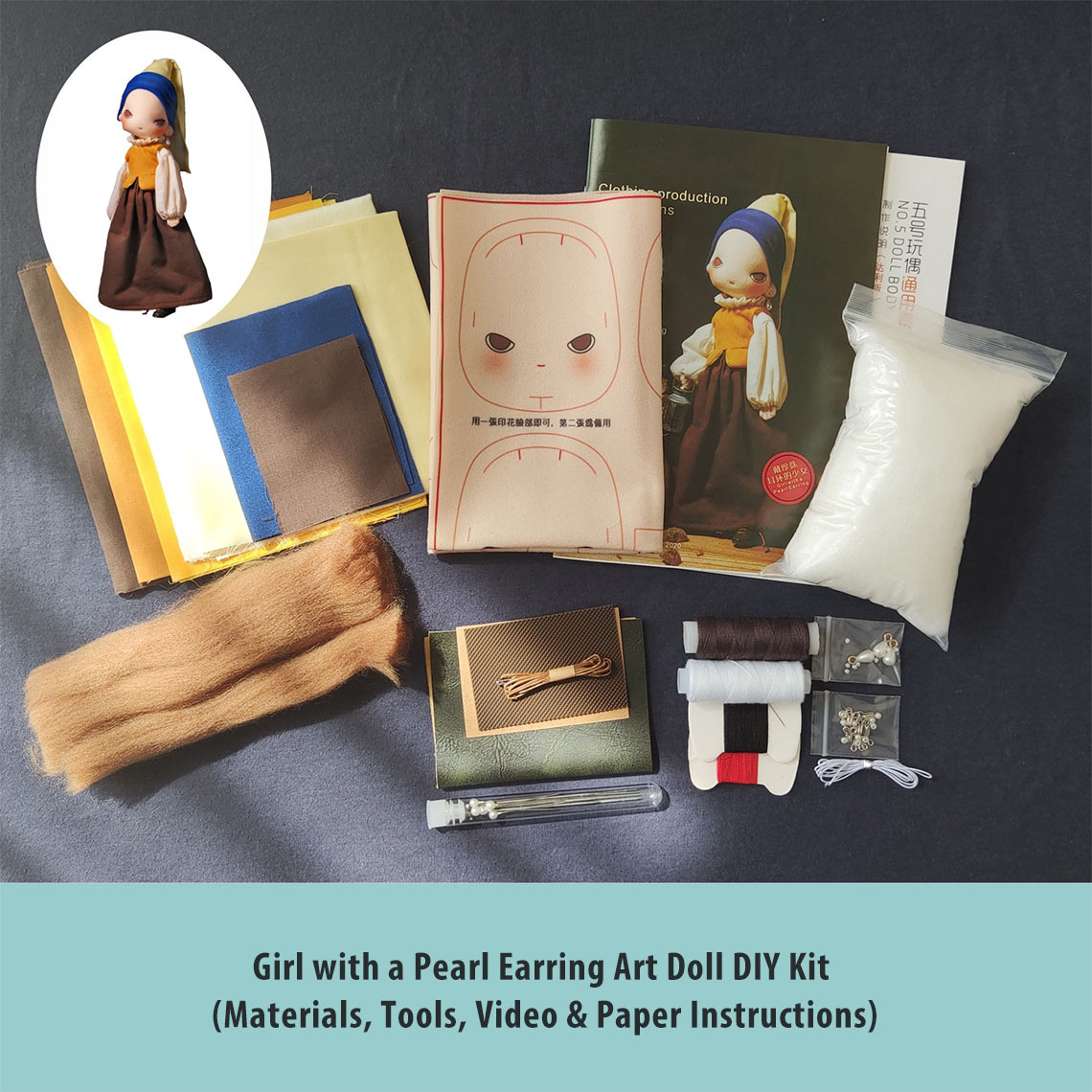 CUCUBIRD POPSEWING® Girl with a Pearl Earring Art Doll DIY Kits  