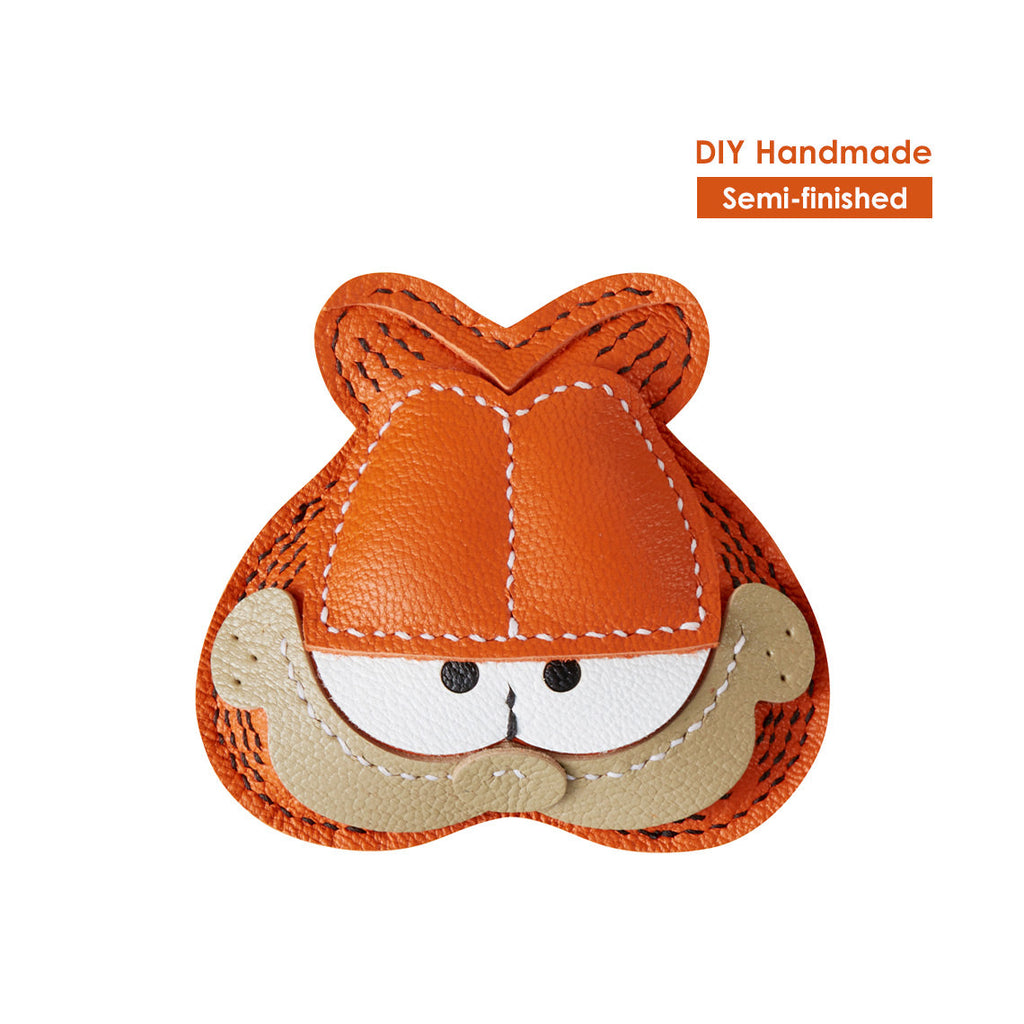 CUCUBIRD POPSEWING® Sheep Leather Garfield Cat Keychain DIY Kit  