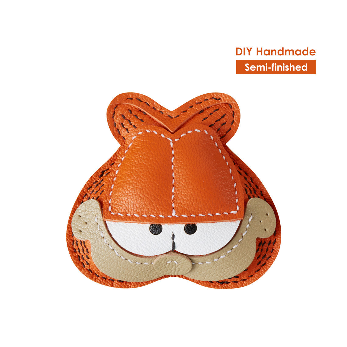 CUCUBIRD POPSEWING® Sheep Leather Garfield Cat Keychain DIY Kit  