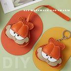 CUCUBIRD POPSEWING® Sheep Leather Garfield Cat Keychain DIY Kit  