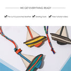 CUCUBIRD CUCUBIRD Sheep Leather Sailboat Keychain Charm DIY Kits  