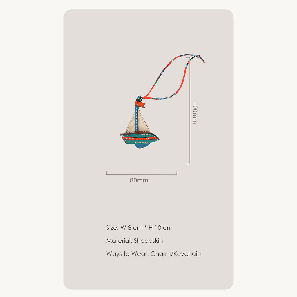 CUCUBIRD CUCUBIRD Sheep Leather Sailboat Keychain Charm DIY Kits  