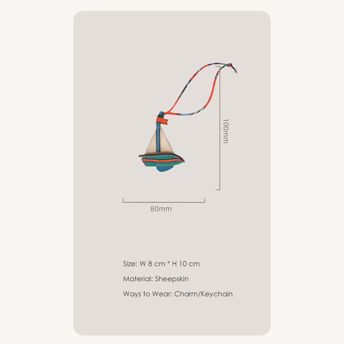 CUCUBIRD CUCUBIRD Sheep Leather Sailboat Keychain Charm DIY Kits  