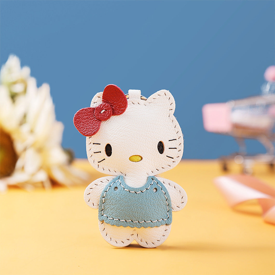 CUCUBIRD POPSEWING® Sheep Leather Little Kitty Keychain Charm DIY Kit  