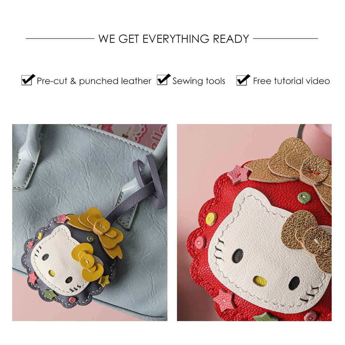CUCUBIRD POPSEWING® Sheep Leather Christmas Vibe Kitty Keychain DIY Kit  
