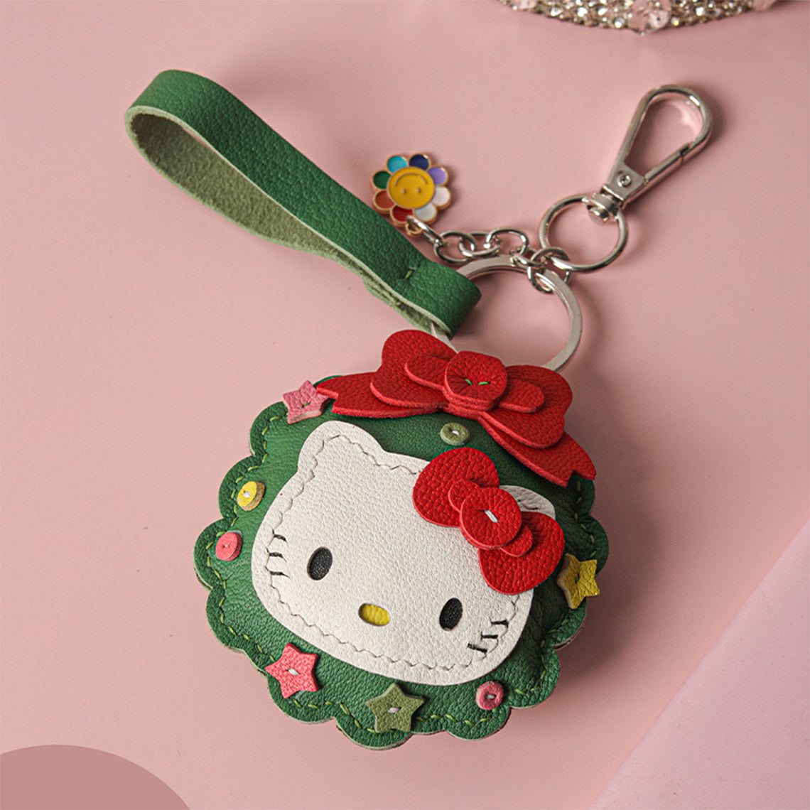 CUCUBIRD CUCUBIRD Sheep Leather Christmas Vibe Kitty Keychain DIY Kit Christmas Green 