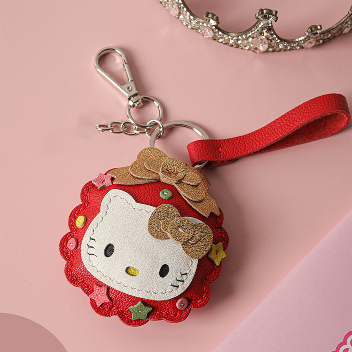 CUCUBIRD CUCUBIRD Sheep Leather Christmas Vibe Kitty Keychain DIY Kit Christmas Red 