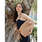 CUCUBIRD Top Grain Leather Simple Hobo Bag  
