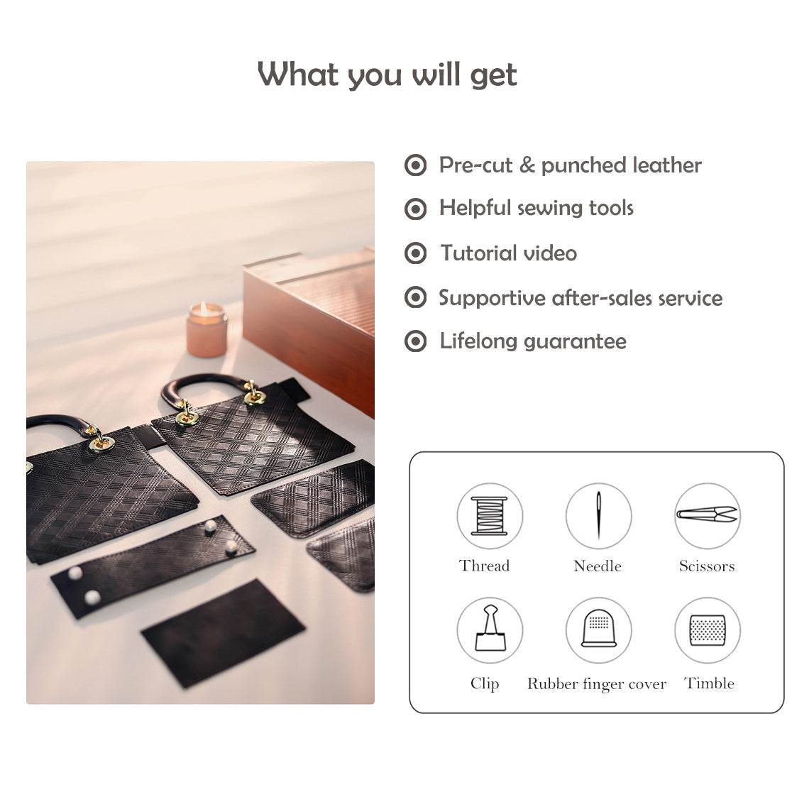 CUCUBIRD POPSEWING® Top Grain Leather Inspired Lady Handbag DIY Kit  