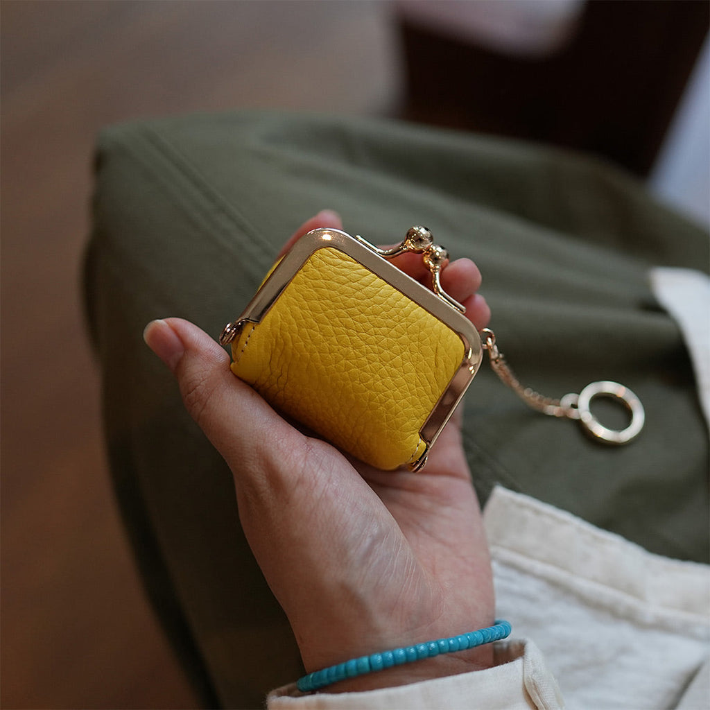 CUCUBIRD Top Grain Leather Kiss Lock Mini Bag  