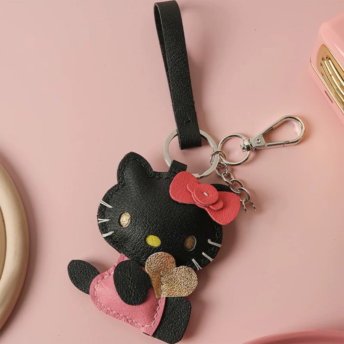 CUCUBIRD POPSEWING® Sheep Leather Loving Heart Kitty Keychain DIY Kit  