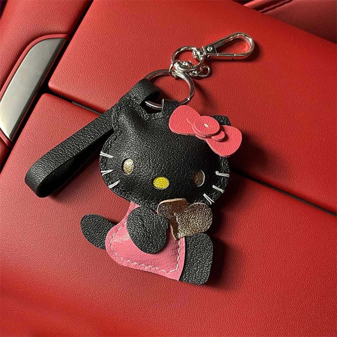CUCUBIRD POPSEWING® Sheep Leather Loving Heart Kitty Keychain DIY Kit  