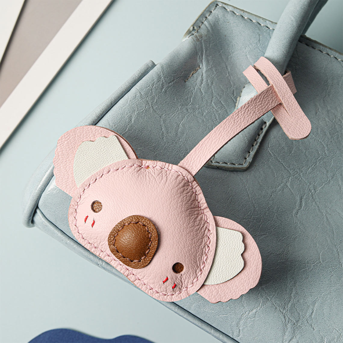 CUCUBIRD POPSEWING® Sheep Leather Cute Koala Keychain DIY Kit  