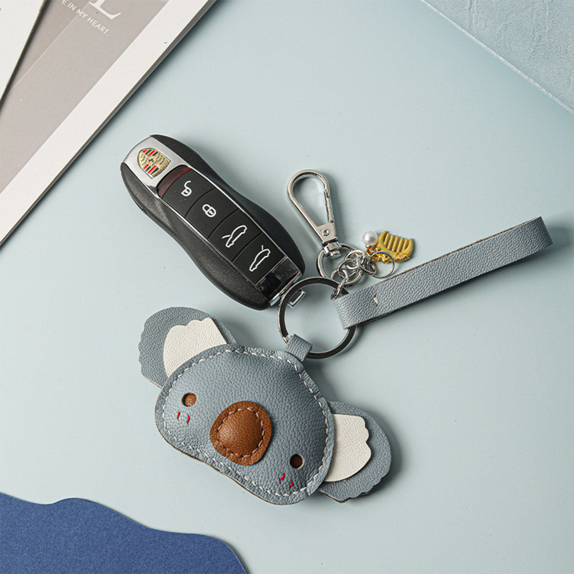 CUCUBIRD POPSEWING® Sheep Leather Cute Koala Keychain DIY Kit  