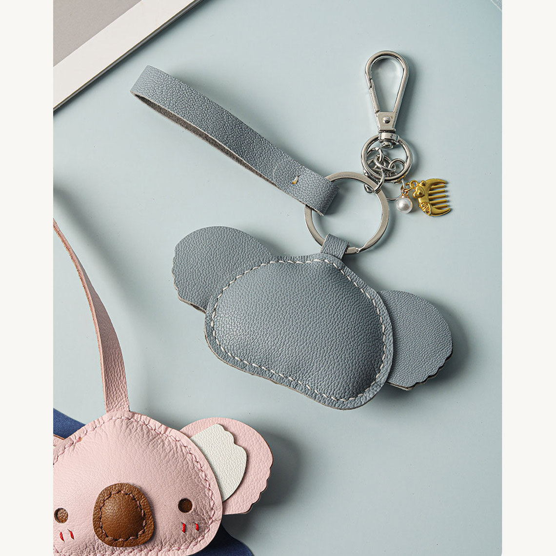 CUCUBIRD POPSEWING® Sheep Leather Cute Koala Keychain DIY Kit  