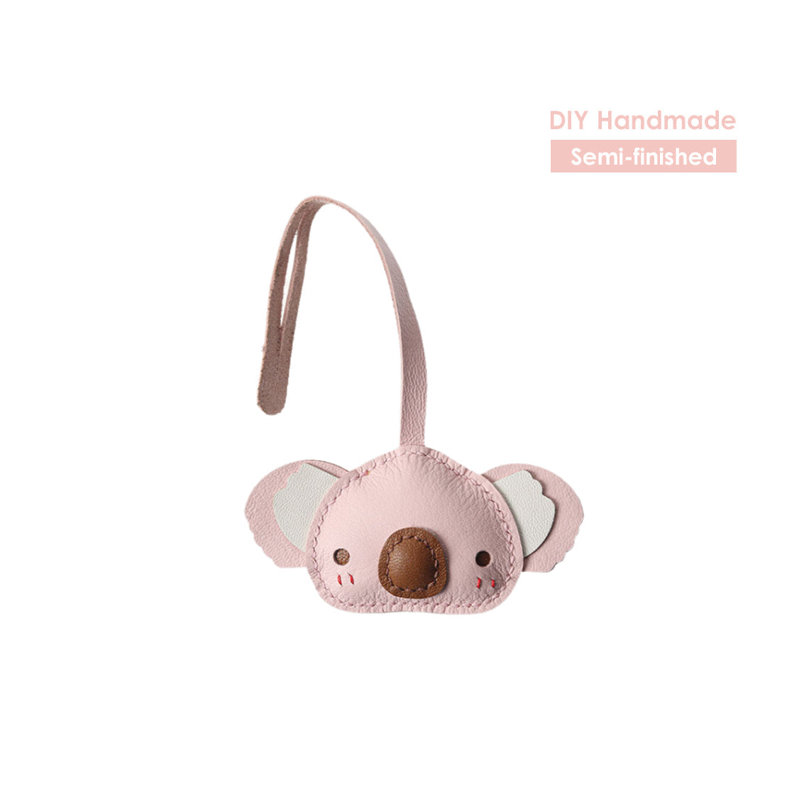CUCUBIRD POPSEWING® Sheep Leather Cute Koala Keychain DIY Kit Pink 