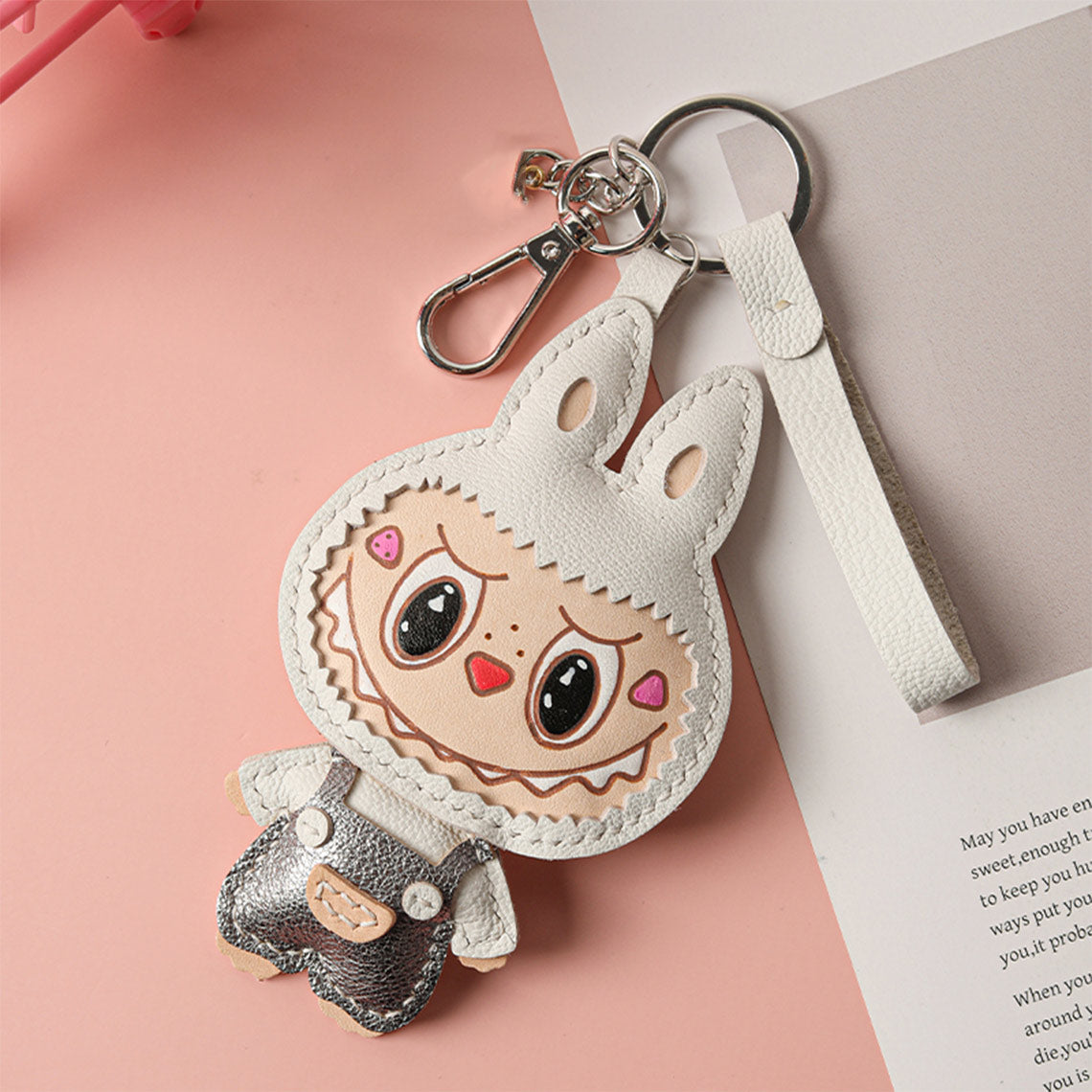 CUCUBIRD CUCUBIRD Leather Monster Doll Keychain DIY Kits White 